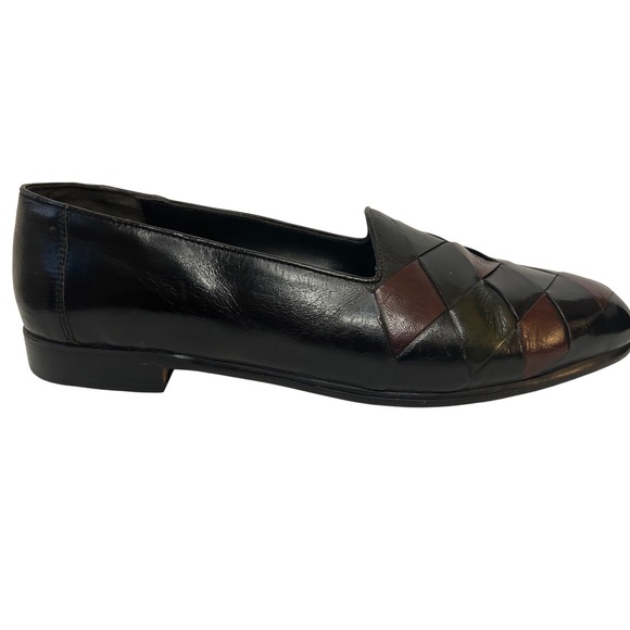 Mens Leather Loafers Woven Dress Shoes Slip On Black Brown 8.5‎